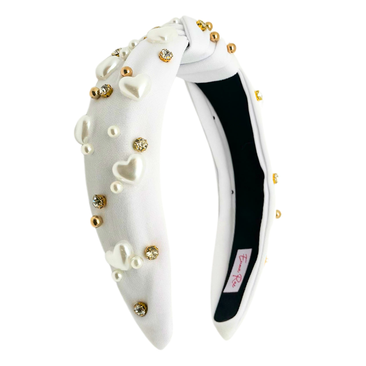 White Heart Knotted Headband