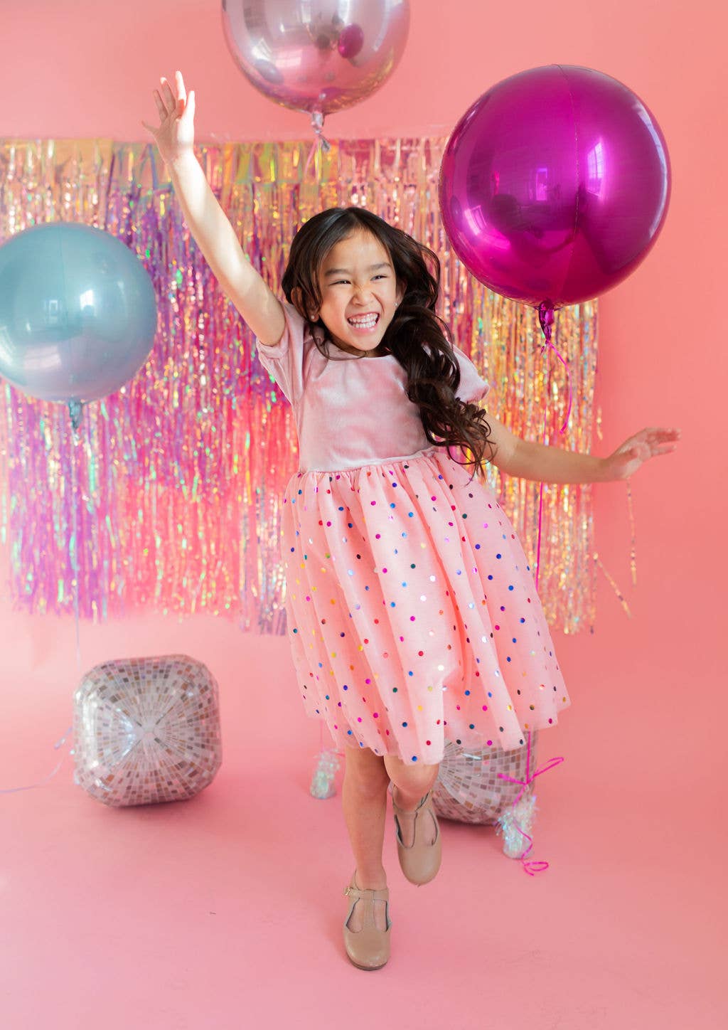 Diana in Soft Pink Confetti | Girls Luxury Dress