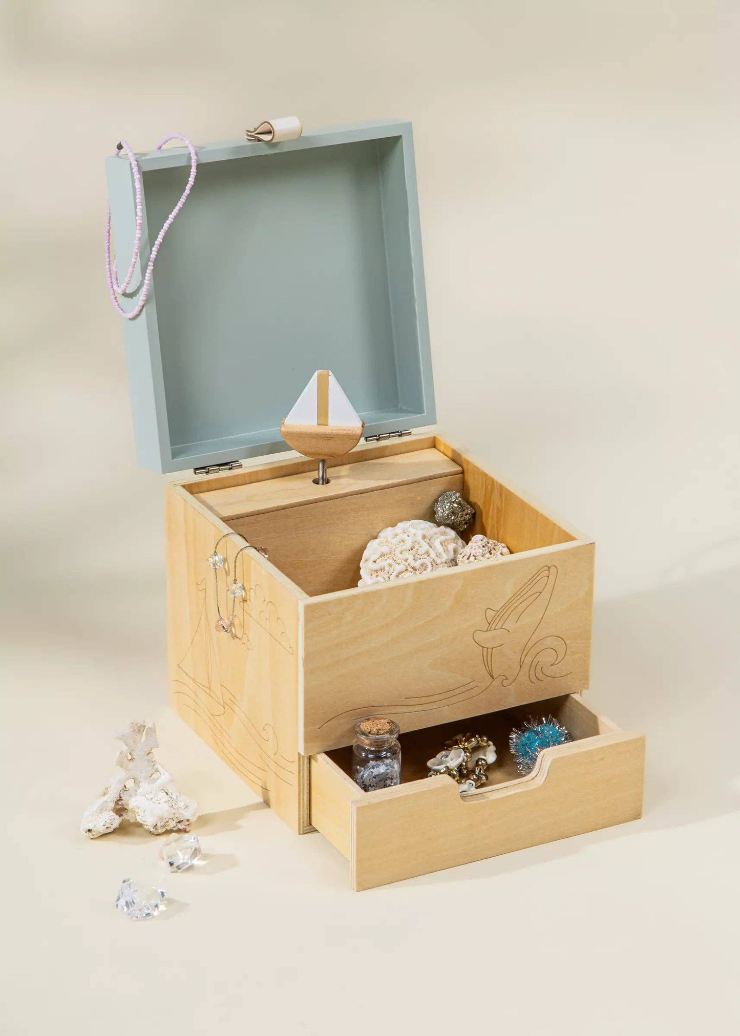 Wooden Musical Souvenir Box - Ocean