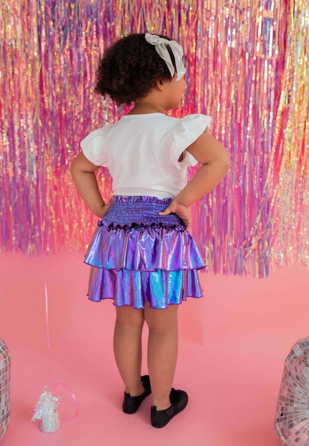 Ruffle Skort in Purple Lamé