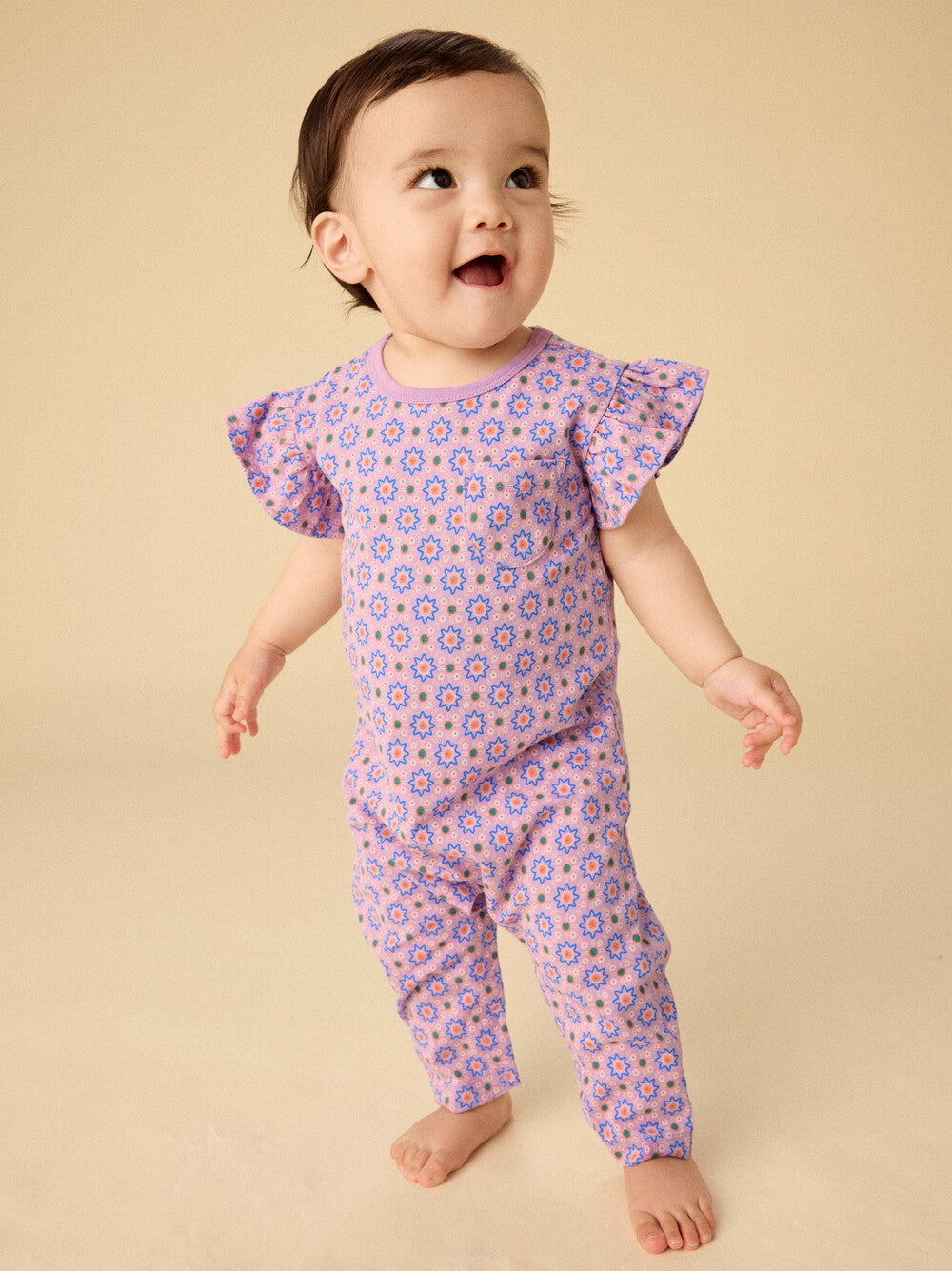 Ruffle Sleeve Baby Romper-Korean Tiles