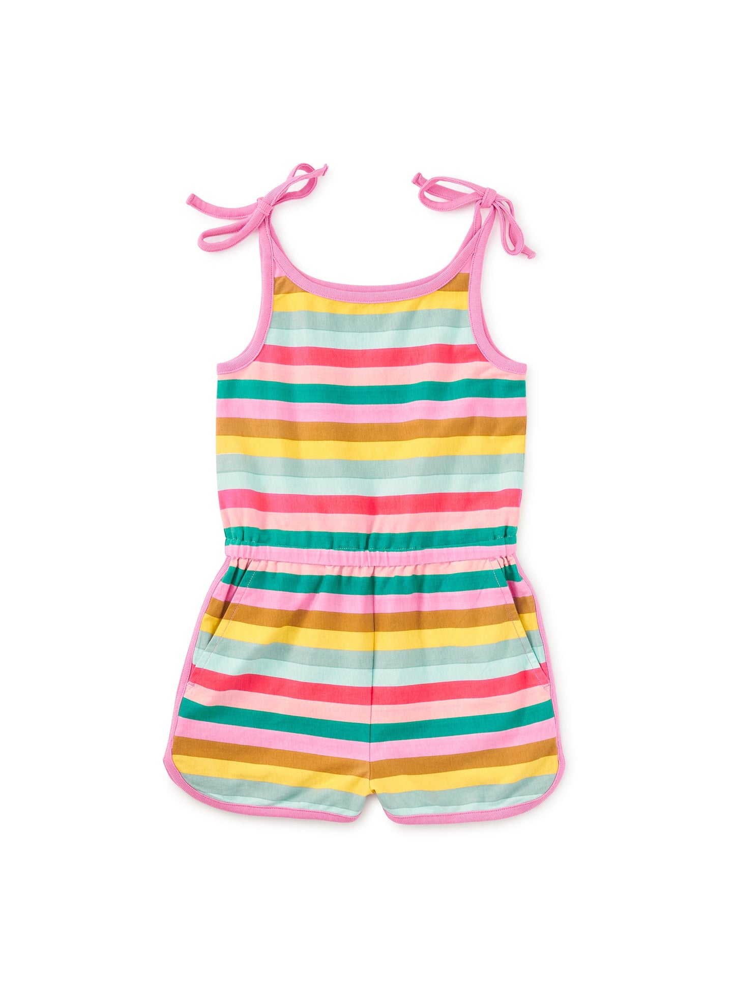 Tie Shoulder Sporty Romper San Sebastian Stripe
