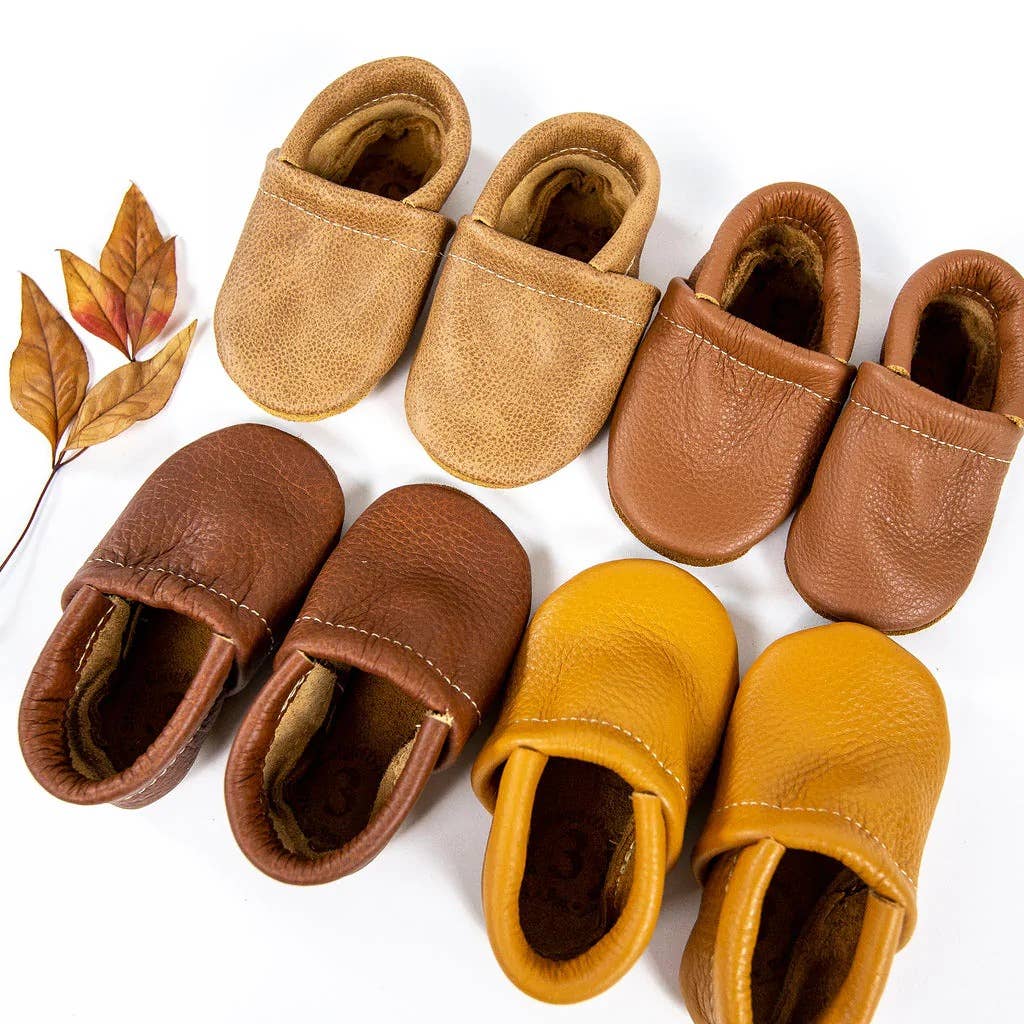 Warm Neutrals Loafer Leather Baby Booties & Toddler Boy Shoe