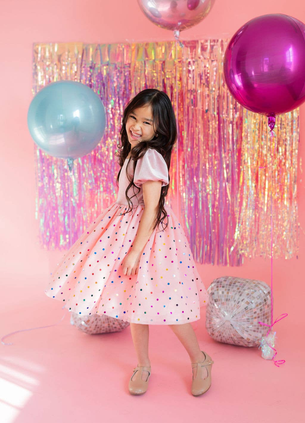 Diana in Soft Pink Confetti | Girls Luxury Dress
