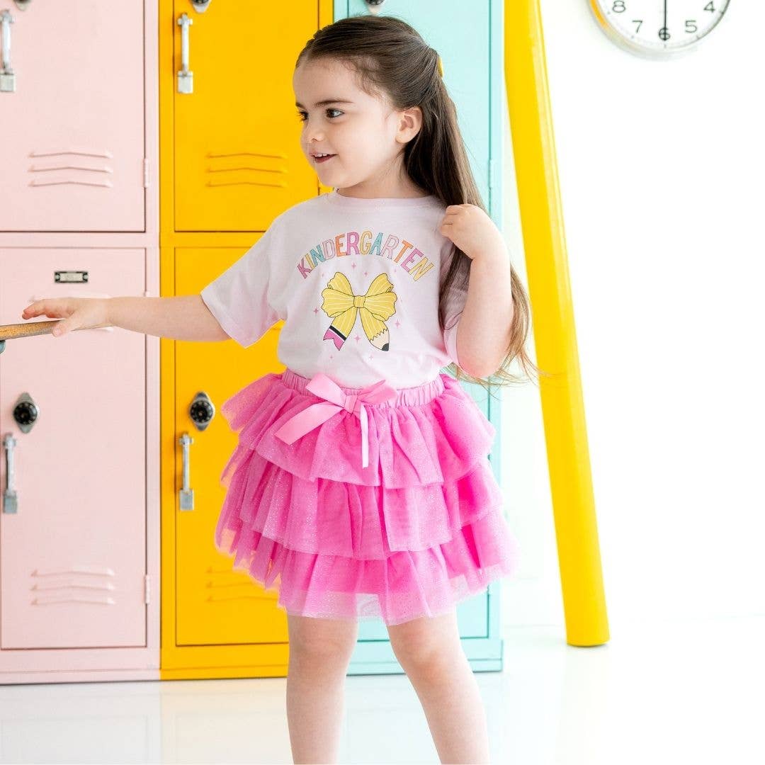 Kindergarten Pencil Bow Short Sleeve T-Shirt
