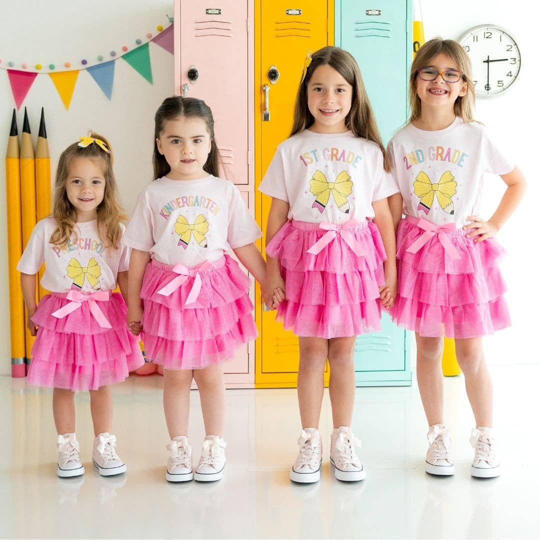 Kindergarten Pencil Bow Short Sleeve T-Shirt