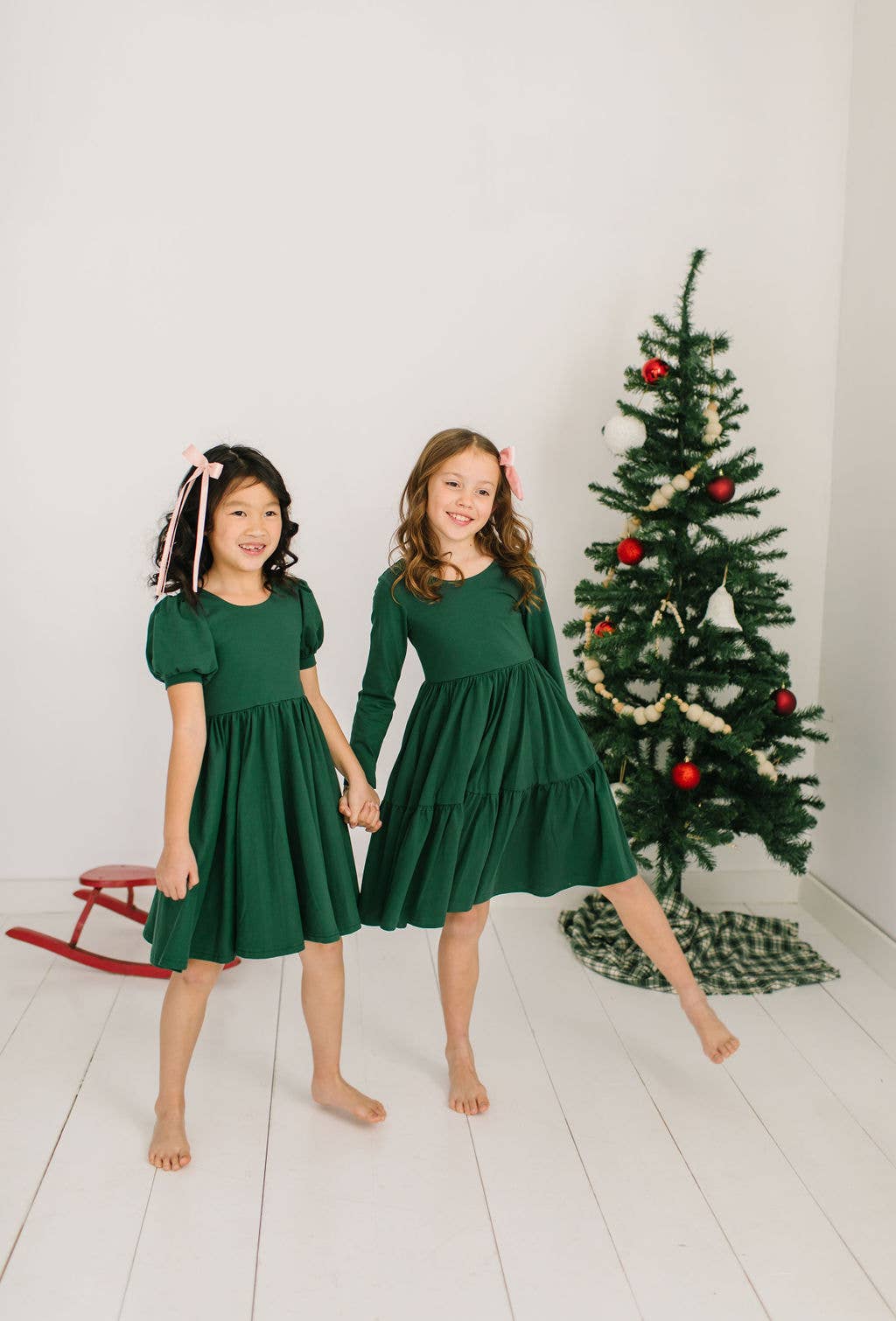 Puff Dress in Evergreen | Girls Twirl Dress