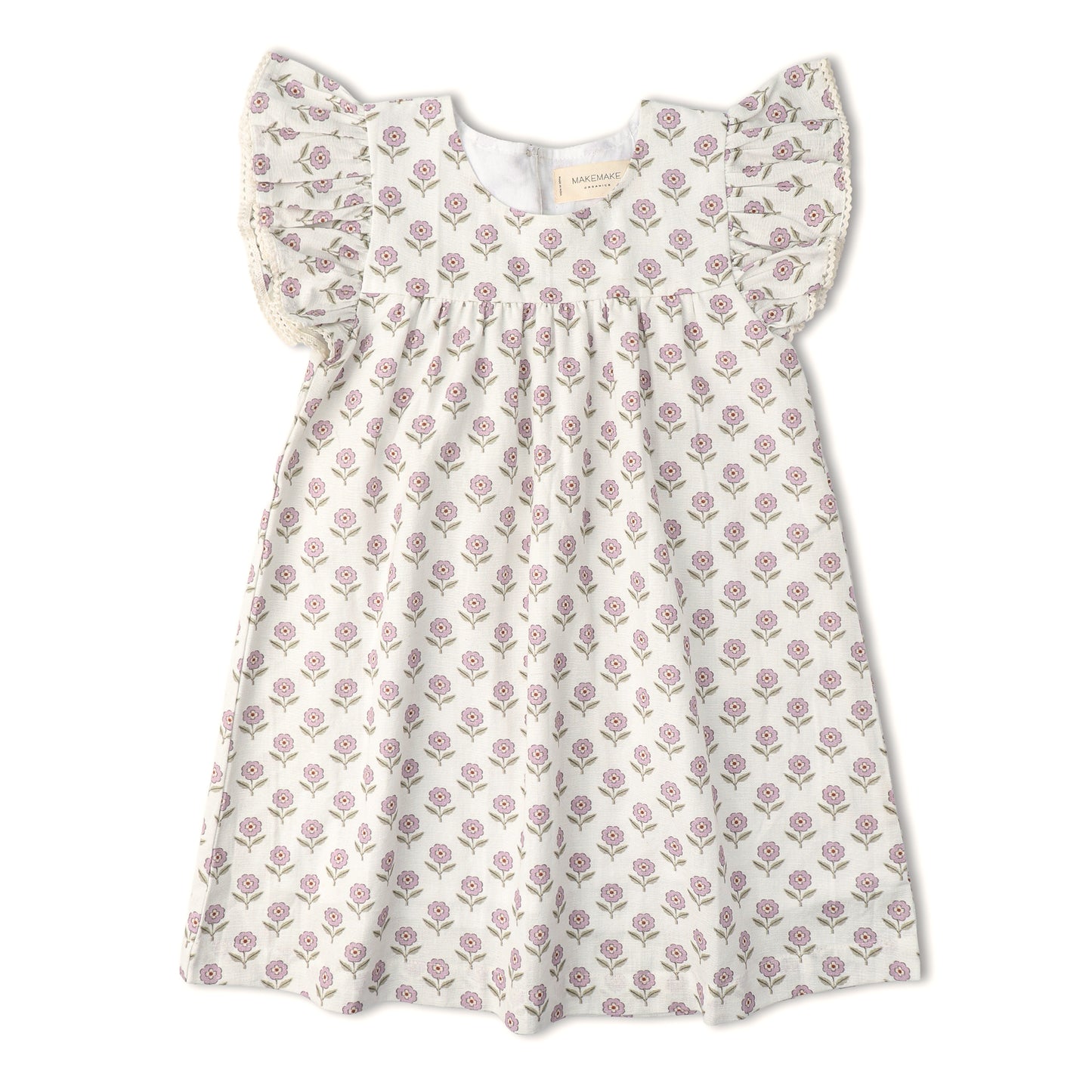 Organic Short Sleeve Flutter Dress - Lavender