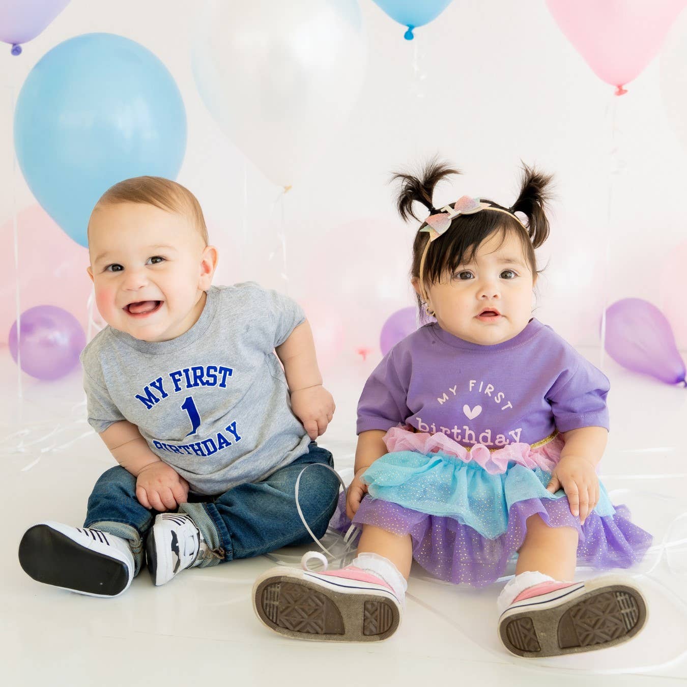 1st Birthday Pastel Rainbow Bow Baby Headband - Hair Bows