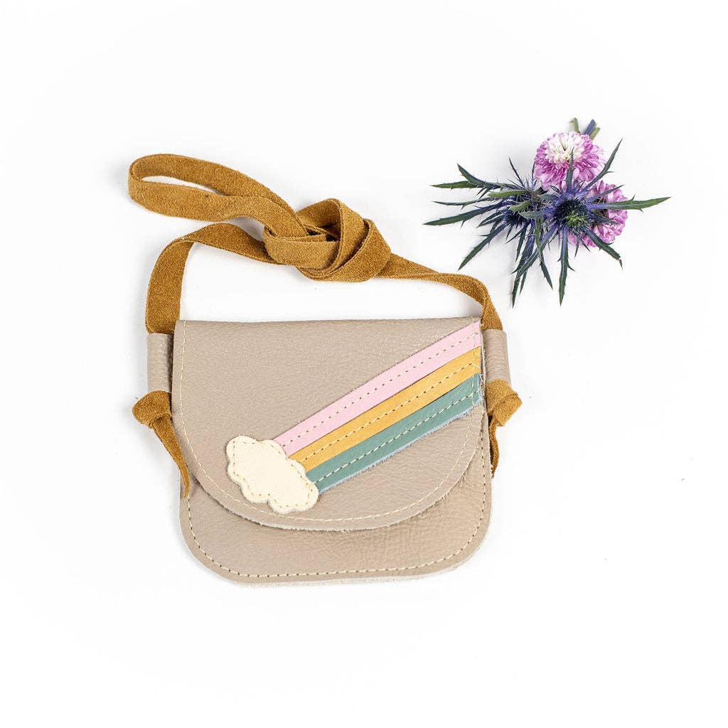 Rainbow on Beige Leather Purse