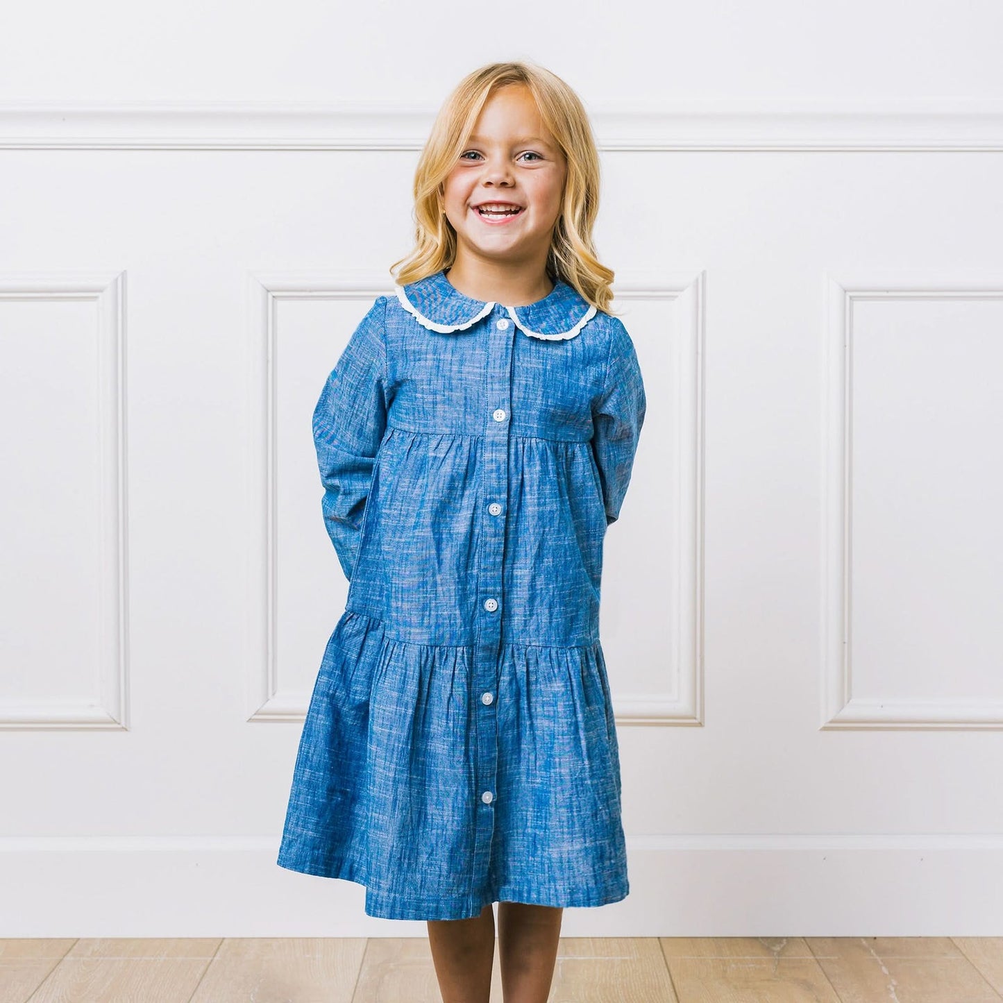 Button Front Organic Chambray Dress