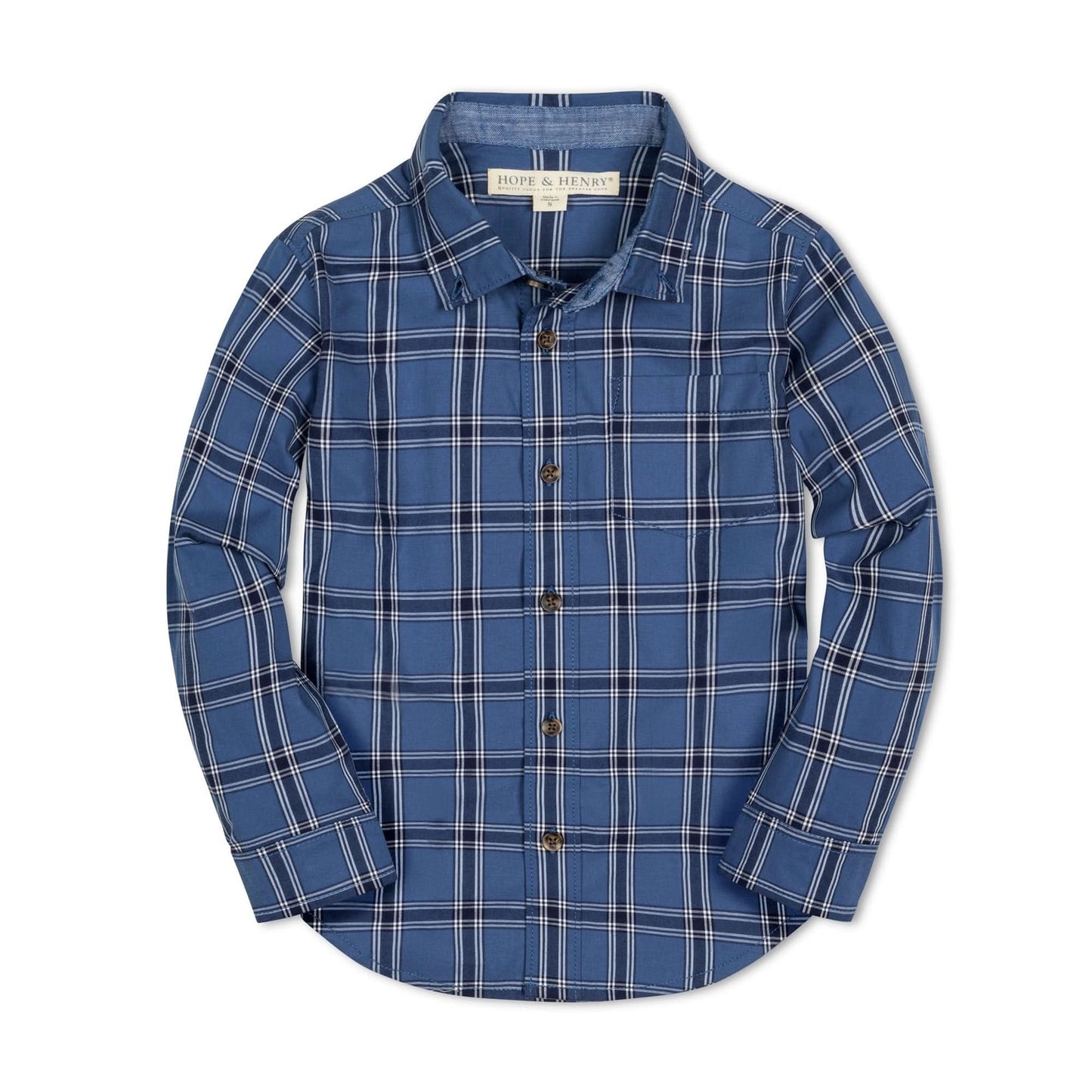 Organic Stretch Poplin Shirt Blue Plaid
