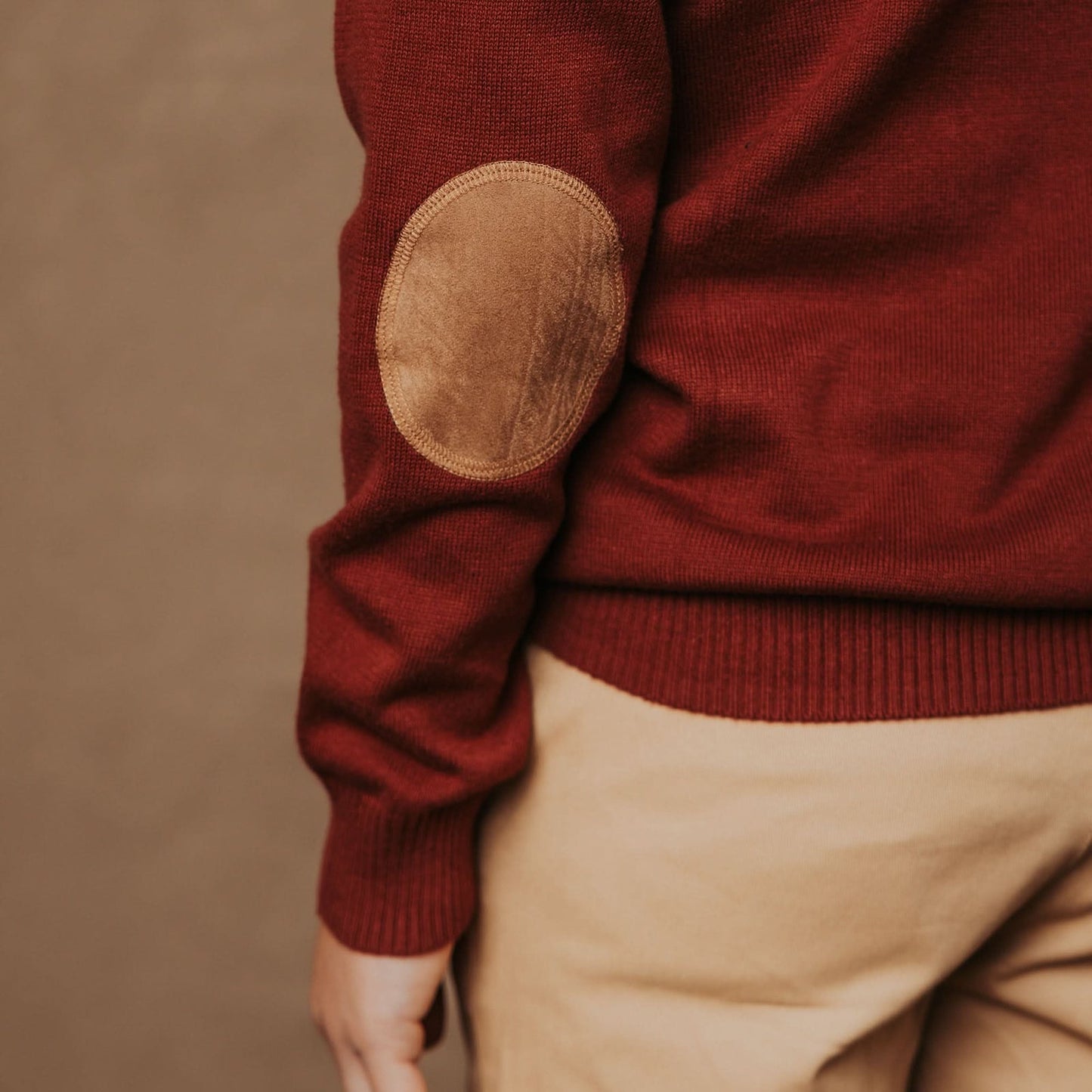 Organic Sweater Henley Elbow Patches