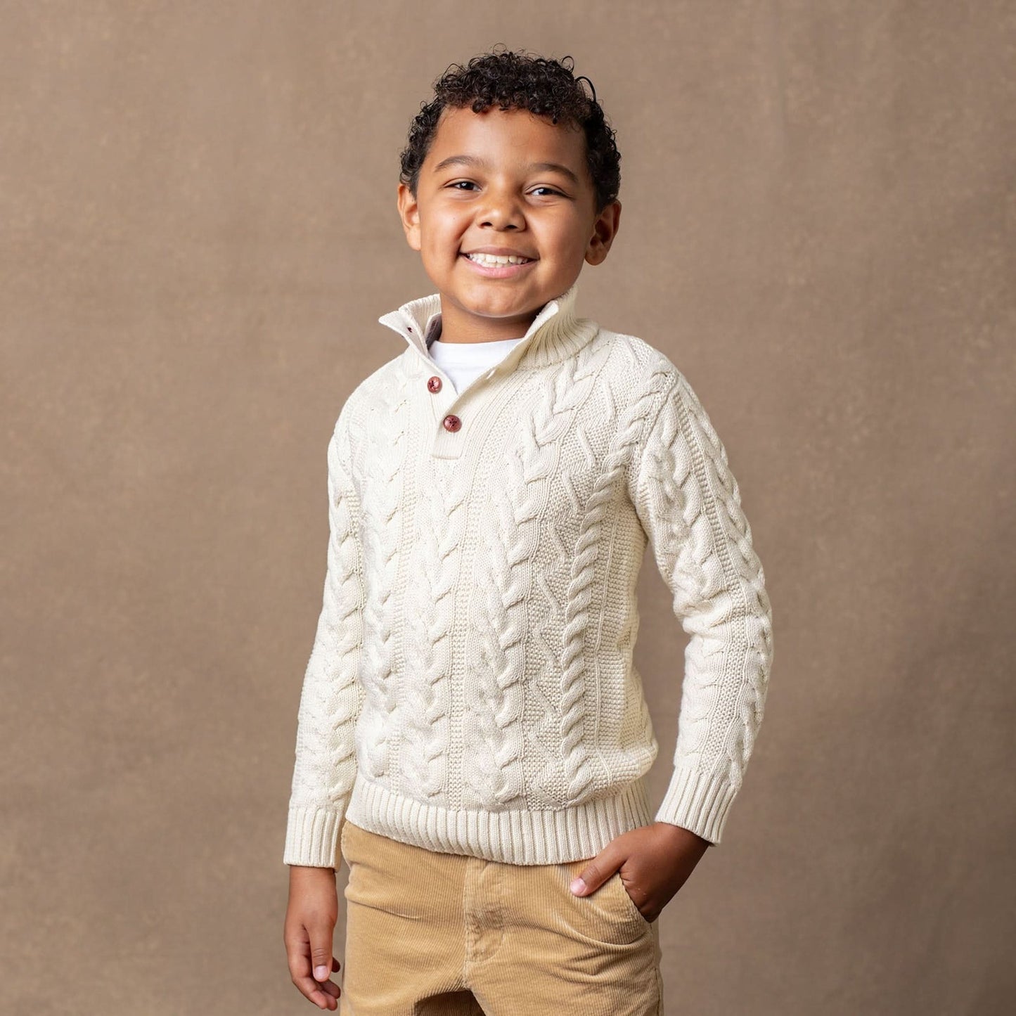 Organic Mock Neck Sweater Ivory