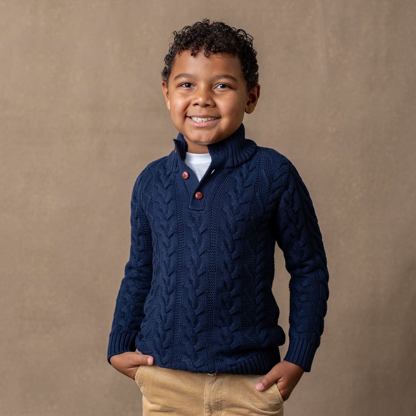 Organic Mock Neck Sweater Navy