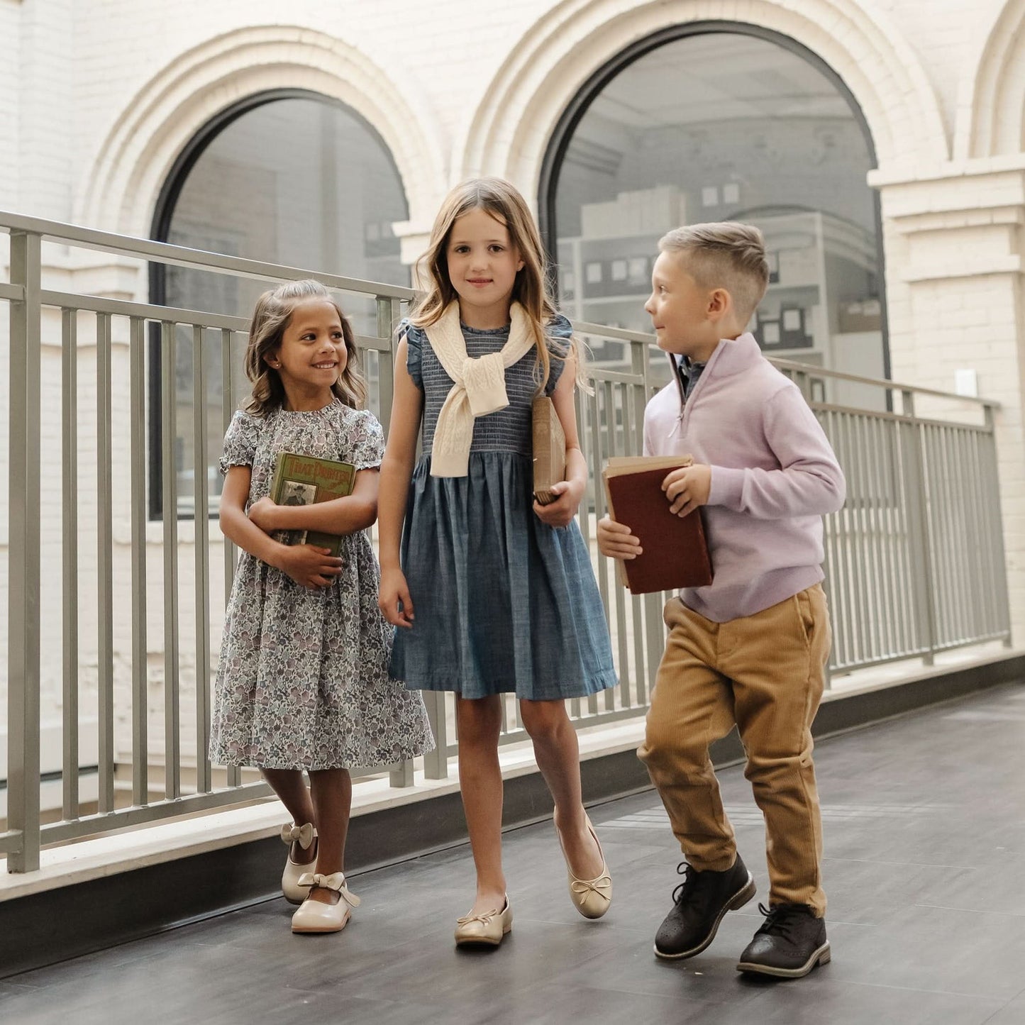 Organic Flutter Smocked Chambray Dress