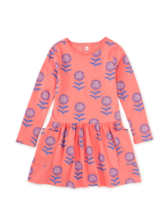 Long Sleeve Pocket Dress-Dahlias