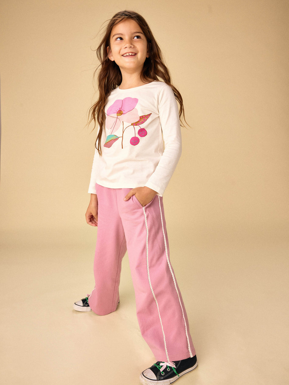 Lace Trim Track Pants Hydrangea