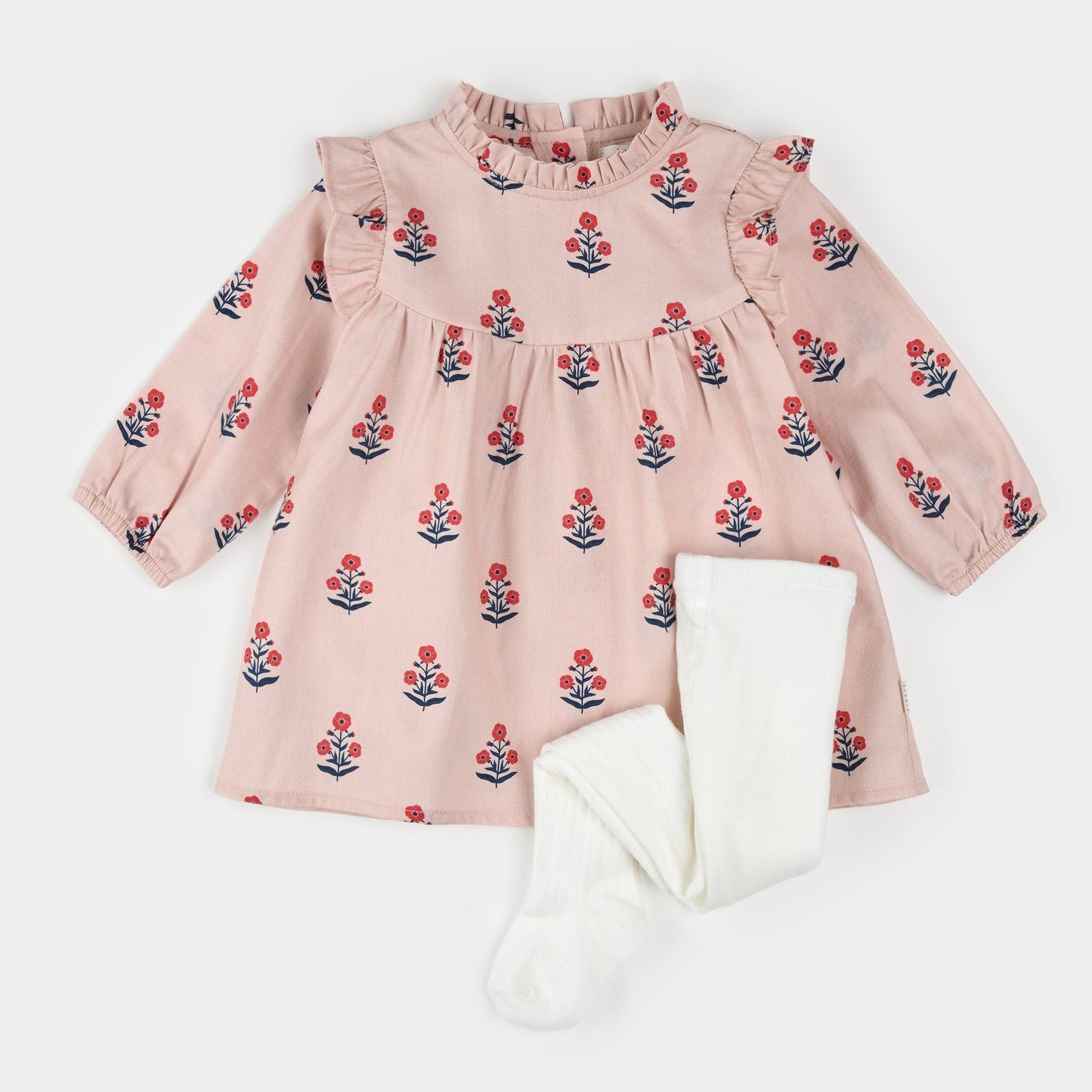 Poppy Print on Rose Brushed Twill Dress Set