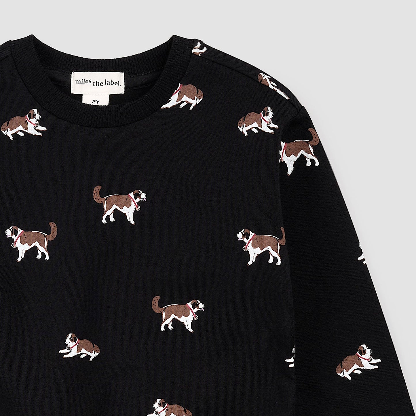 Saint Bernard Print on Black Sweatshirt