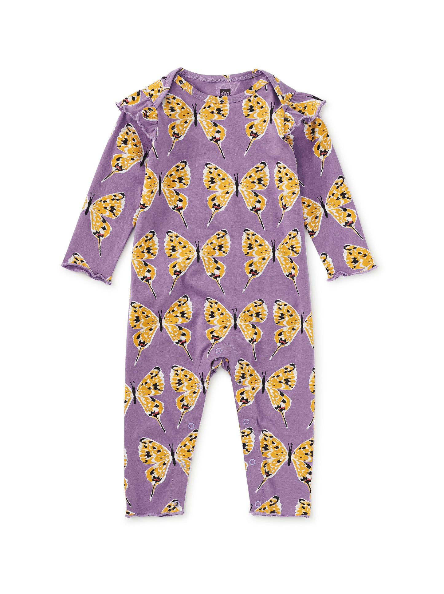 Ruffle Shoulder Baby Romper Dragon Butterflies