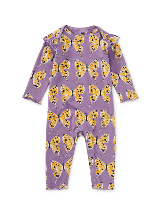 Ruffle Shoulder Baby Romper Dragon Butterflies