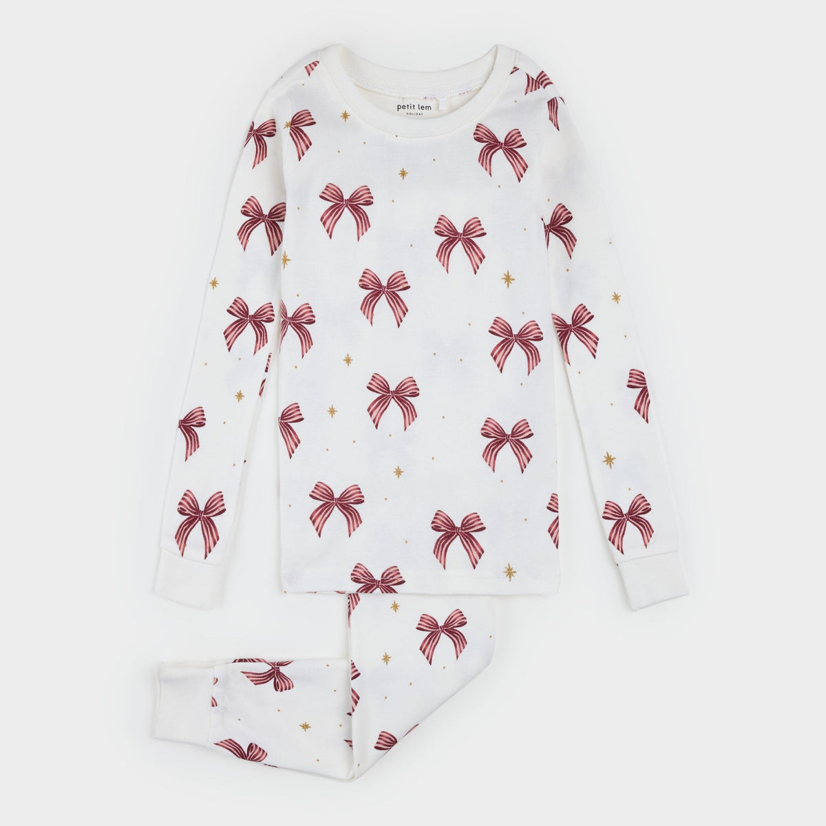 Glitter & Bows Print on Ivory PJ Set
