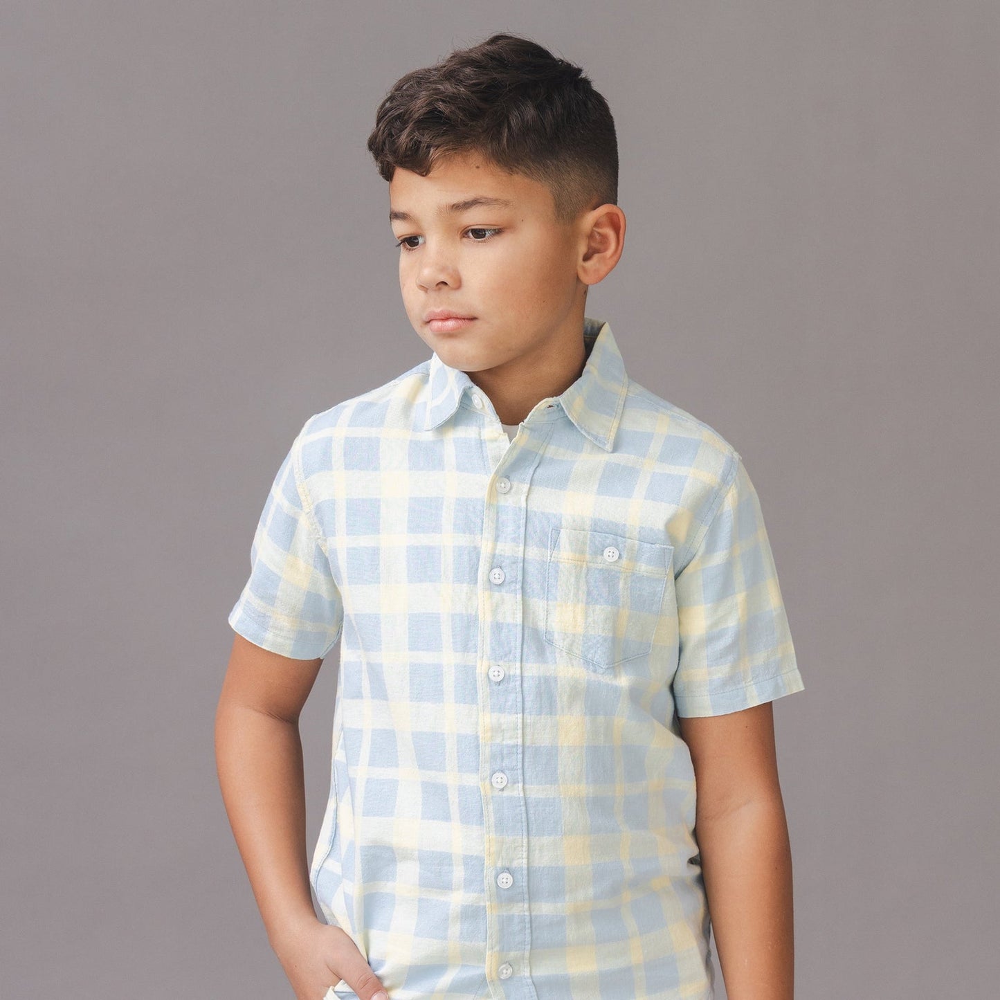 Linen Short Sleeve Shirt-Sunlit Plaid