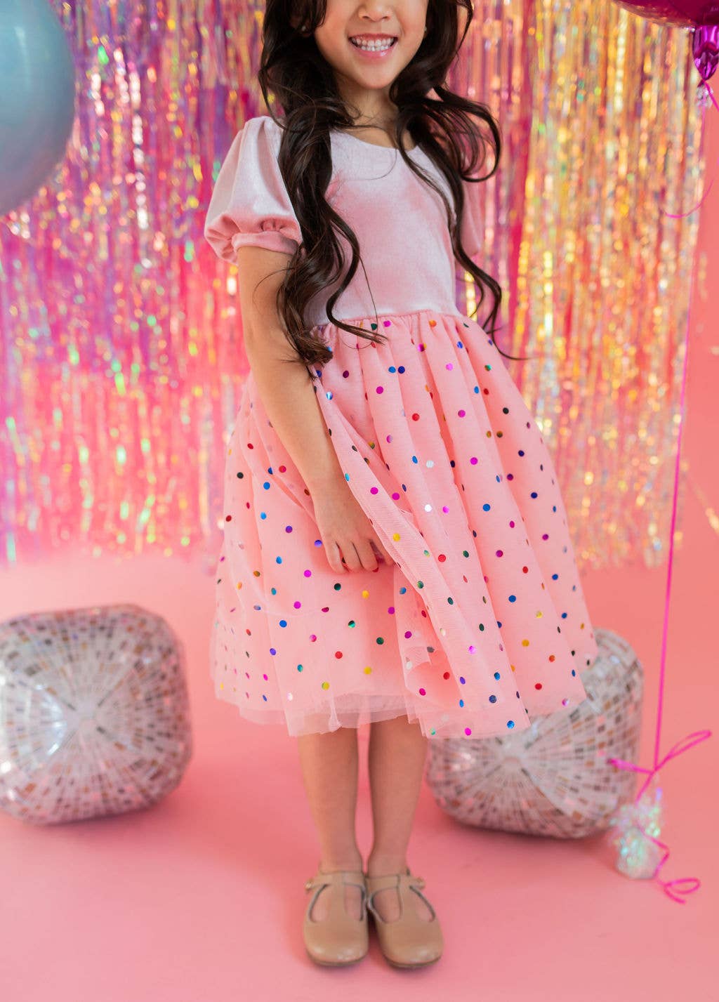 Diana in Soft Pink Confetti | Girls Luxury Dress