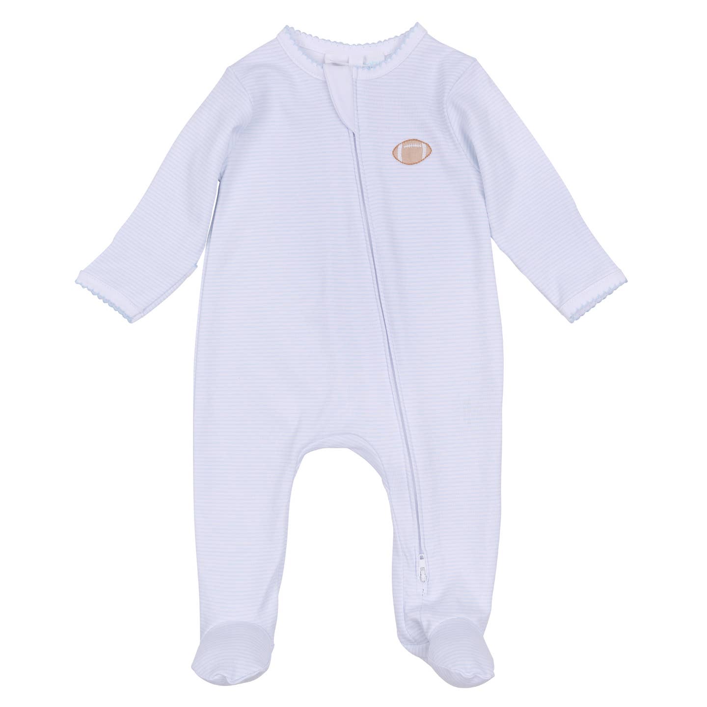 Touchdown Cutie Emb Zipper Footie Blue
