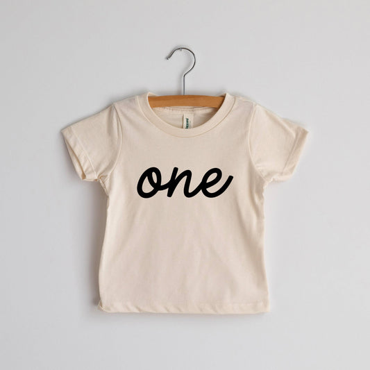 Script "One" Cream Organic Baby & Kids Tee