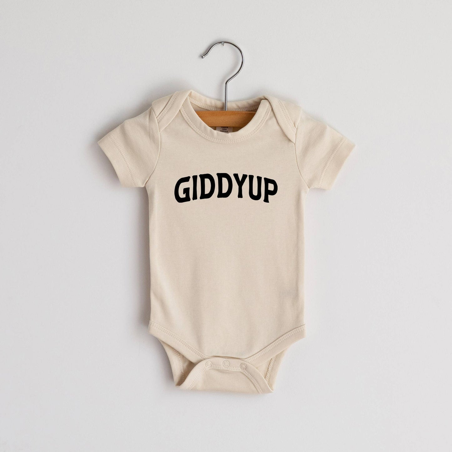 Cream Giddyup Modern Organic Baby Bodysuit