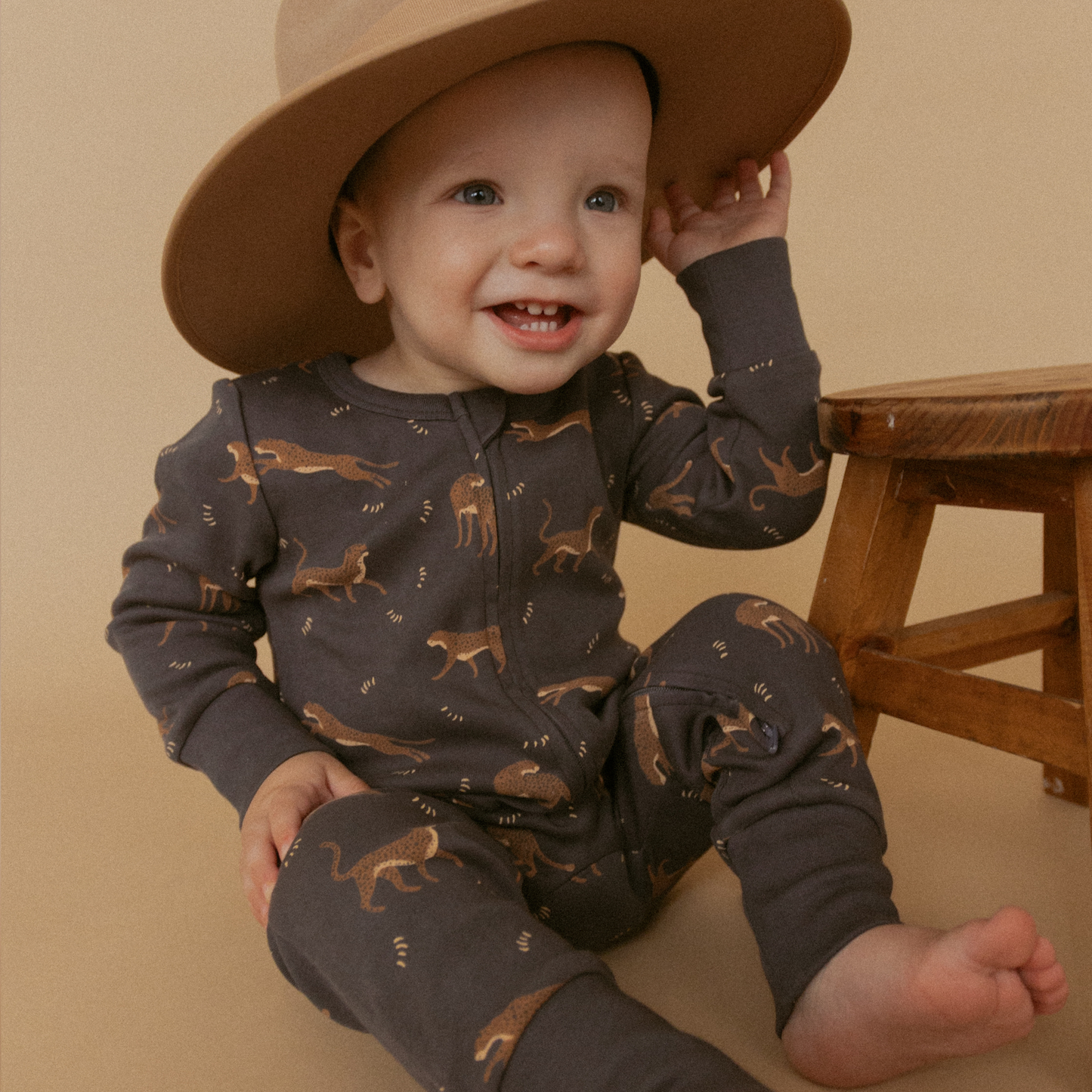 Organic 2-Way Zip Romper - Leopard