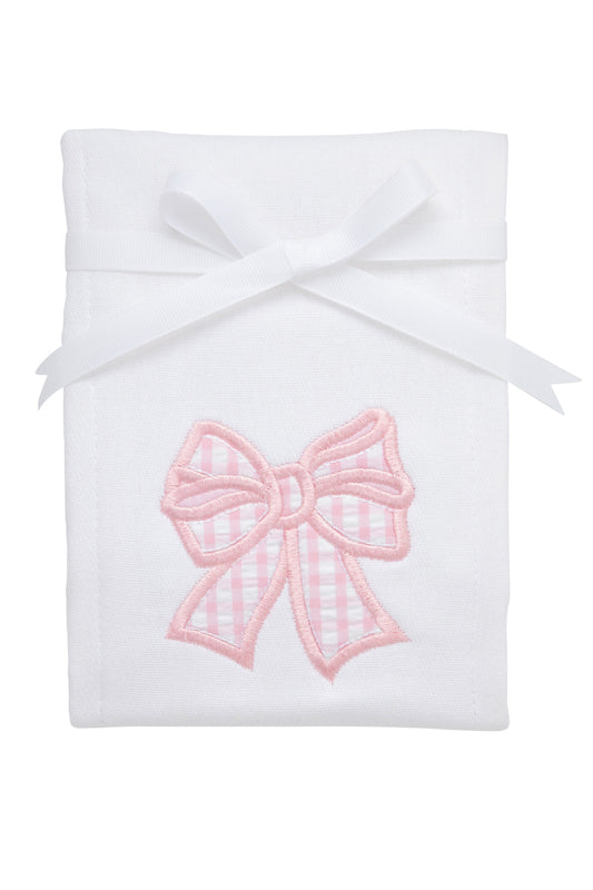 Bow Applique Burp, Pink