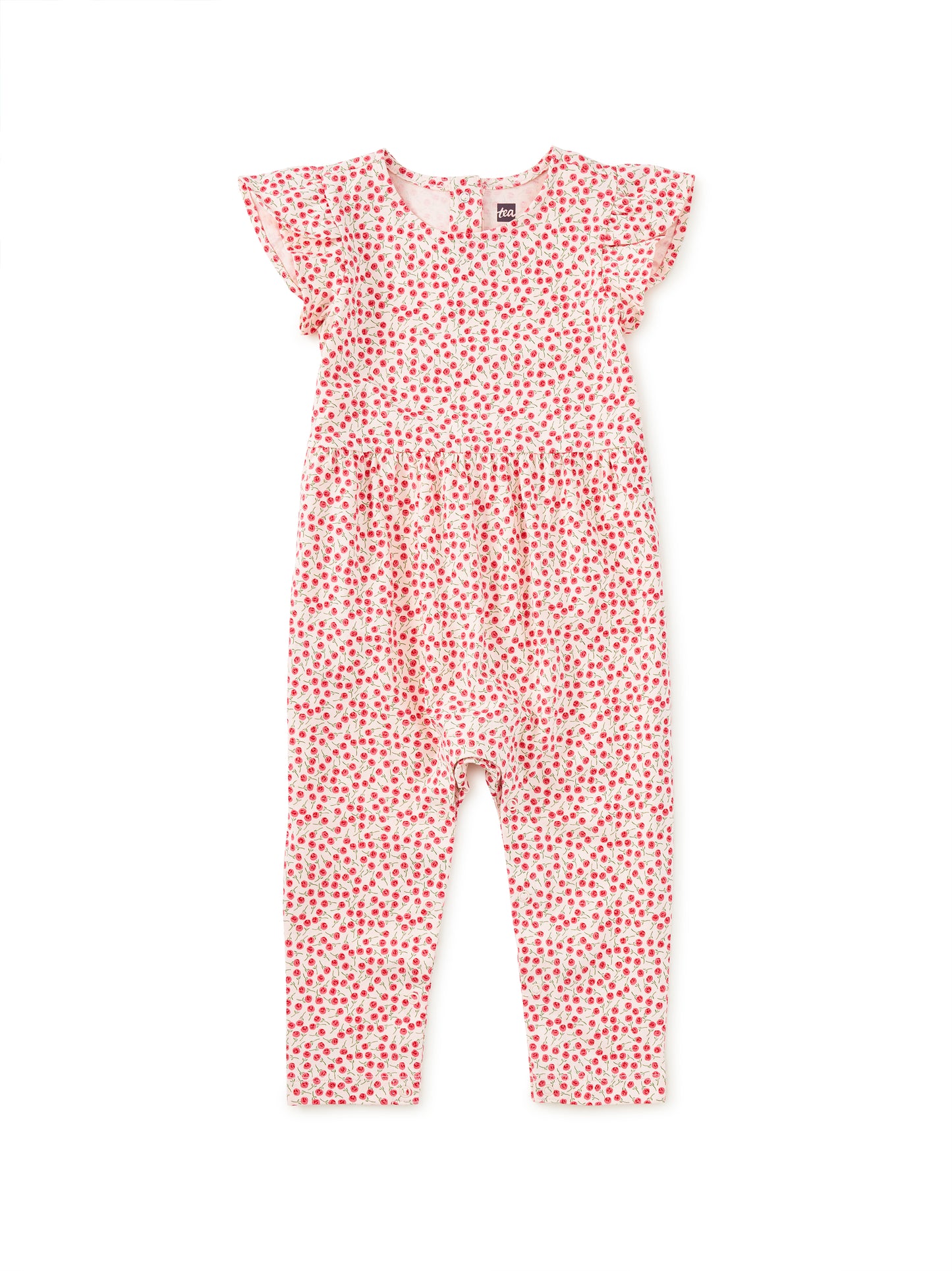 Tulip Sleeve Baby Romper Mini Rose Toss