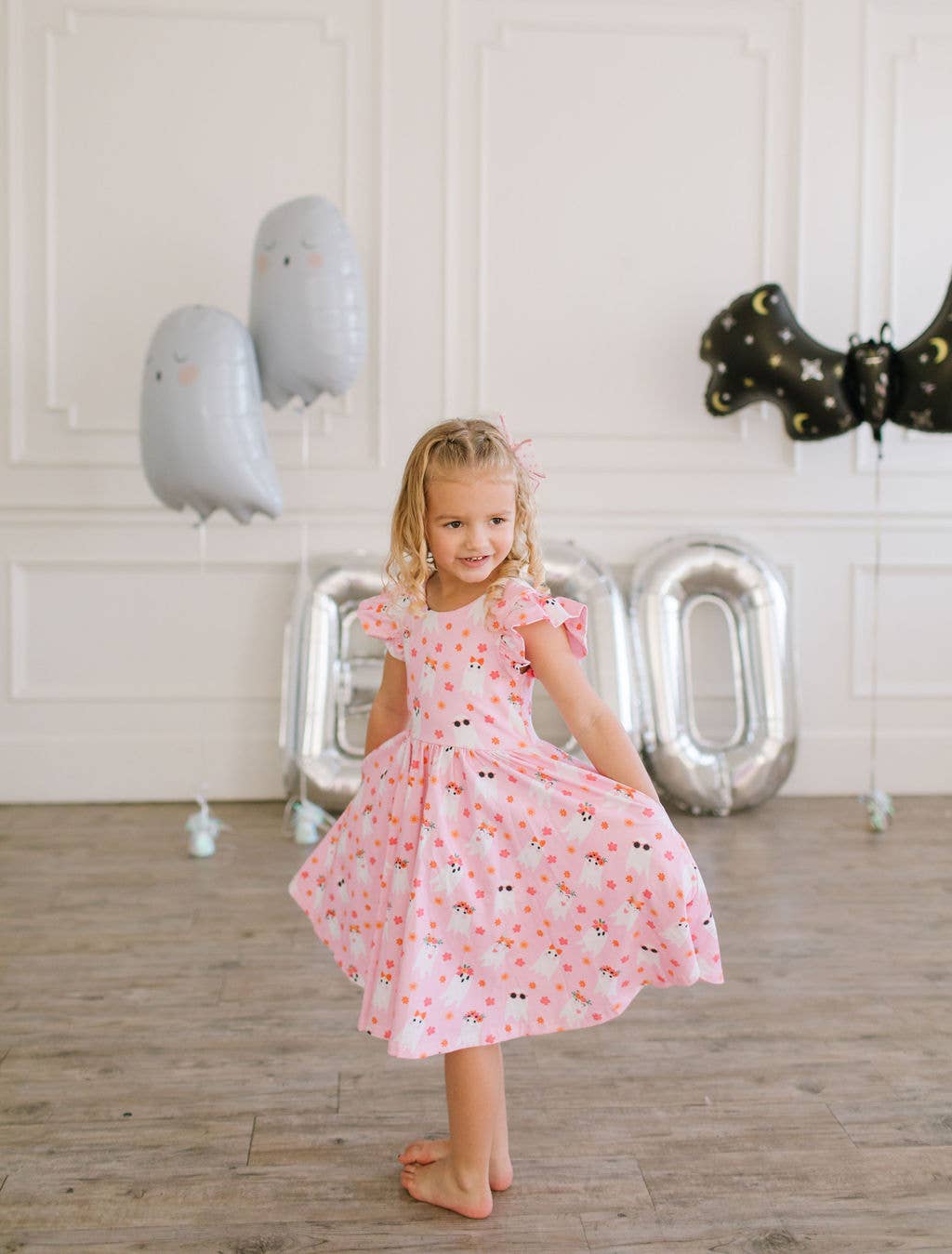 Olivia Dress in Floral Ghost | Girls Halloween Dress