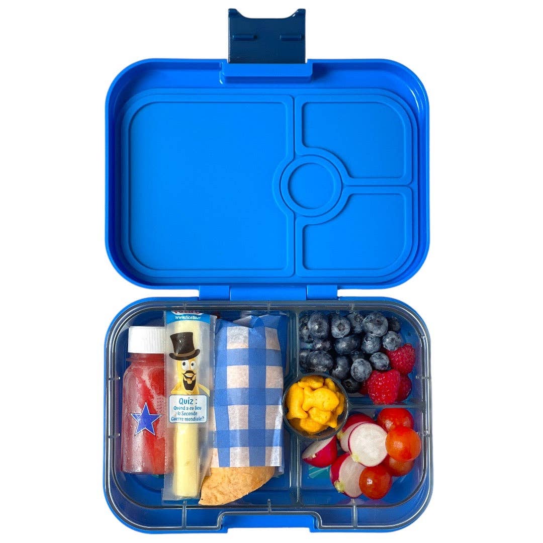 Leakproof Bento Box for Sandwiches - Yumbox Surf Blue with Shark Tray