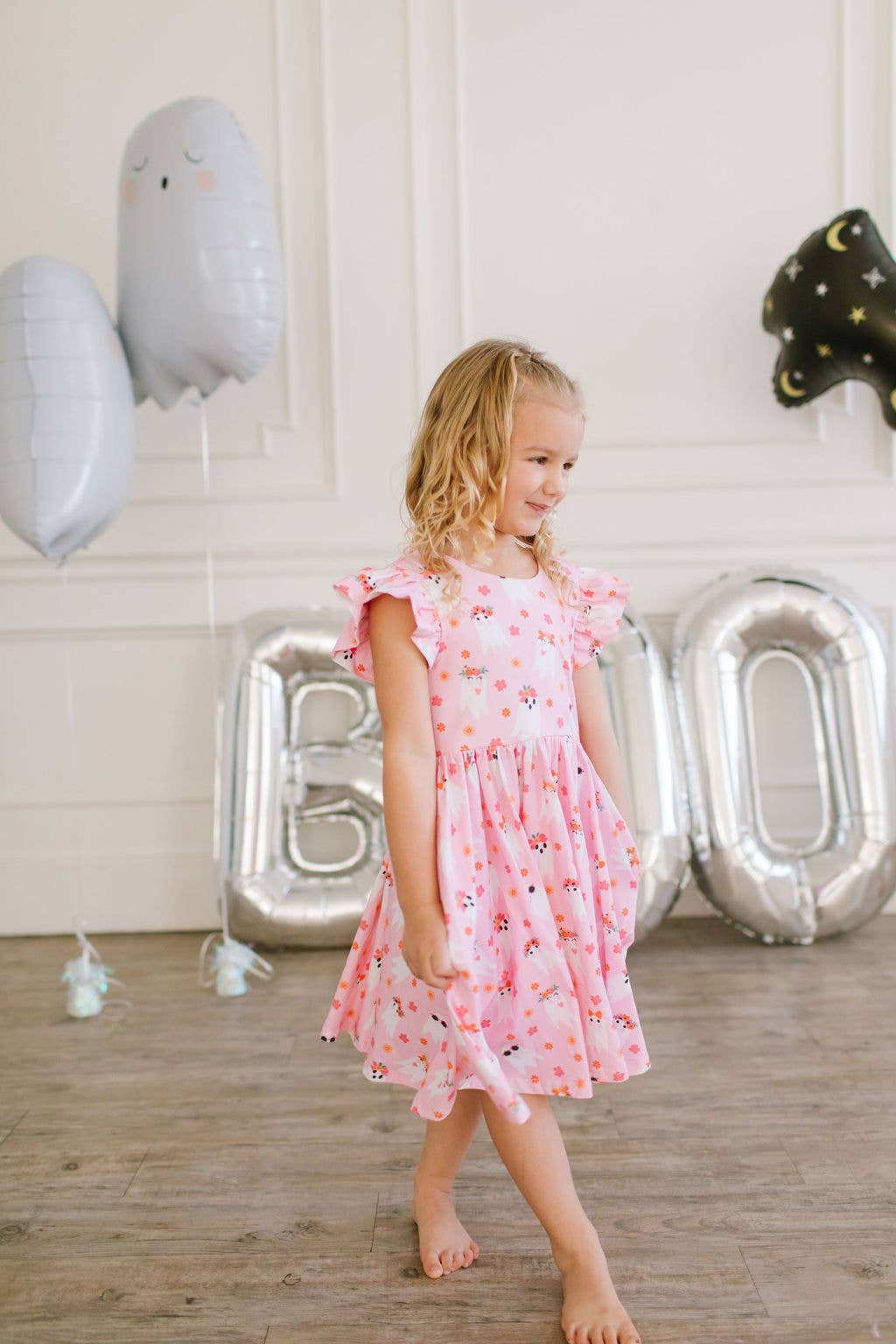 Olivia Dress in Floral Ghost | Girls Halloween Dress