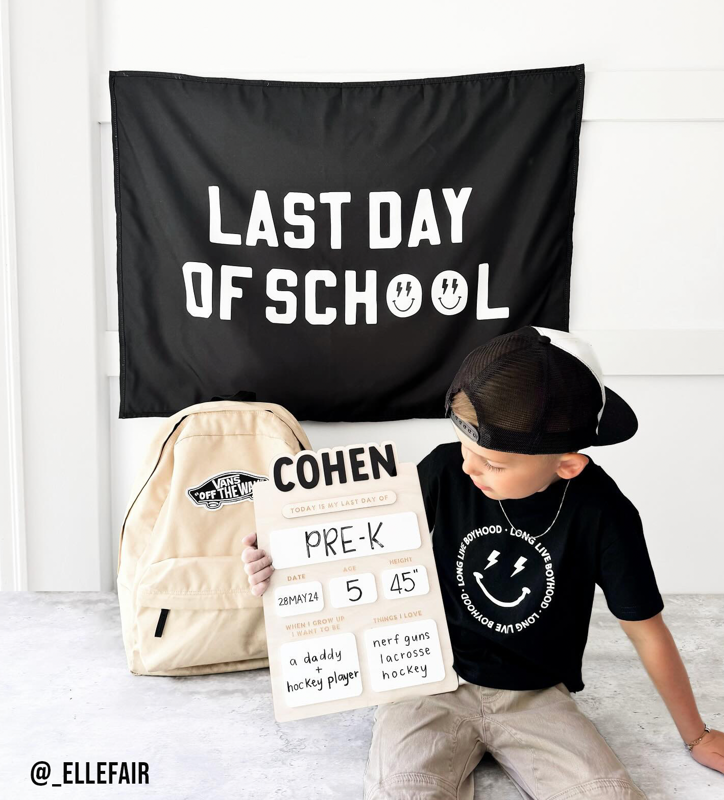 First / Last Day of School (Black) Reversible Banner Kids
