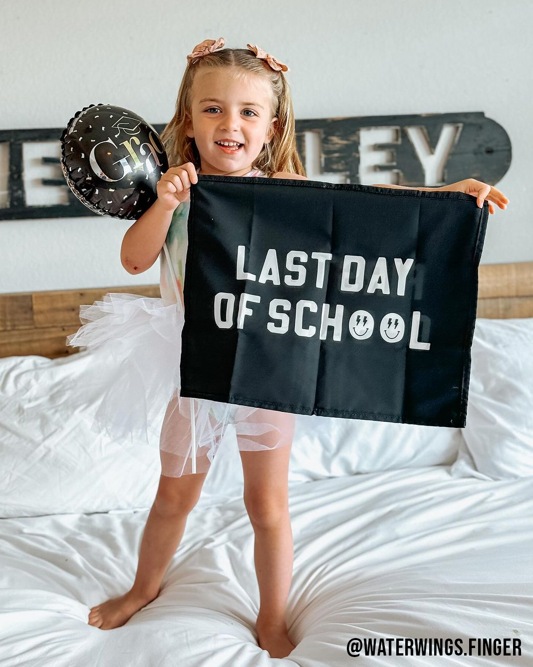 First / Last Day of School (Black) Reversible Banner Kids