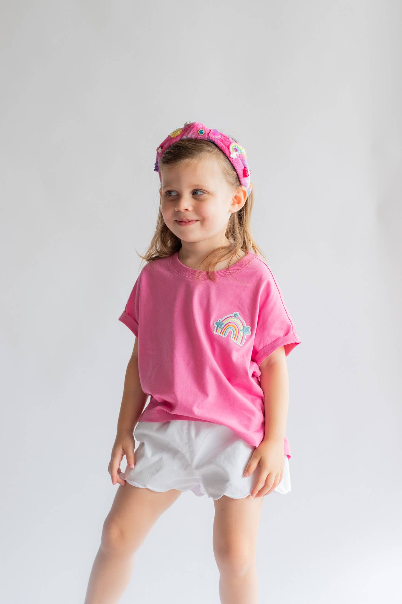 XOXO by Magpies Embroidered Short Sleeve Rainbow Tee | Pink