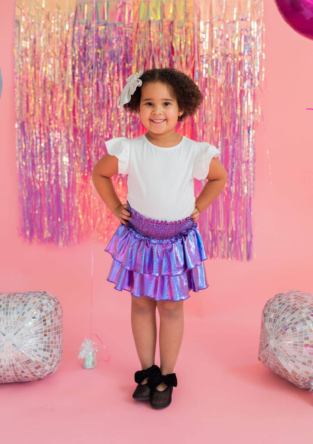 Ruffle Skort in Purple Lamé
