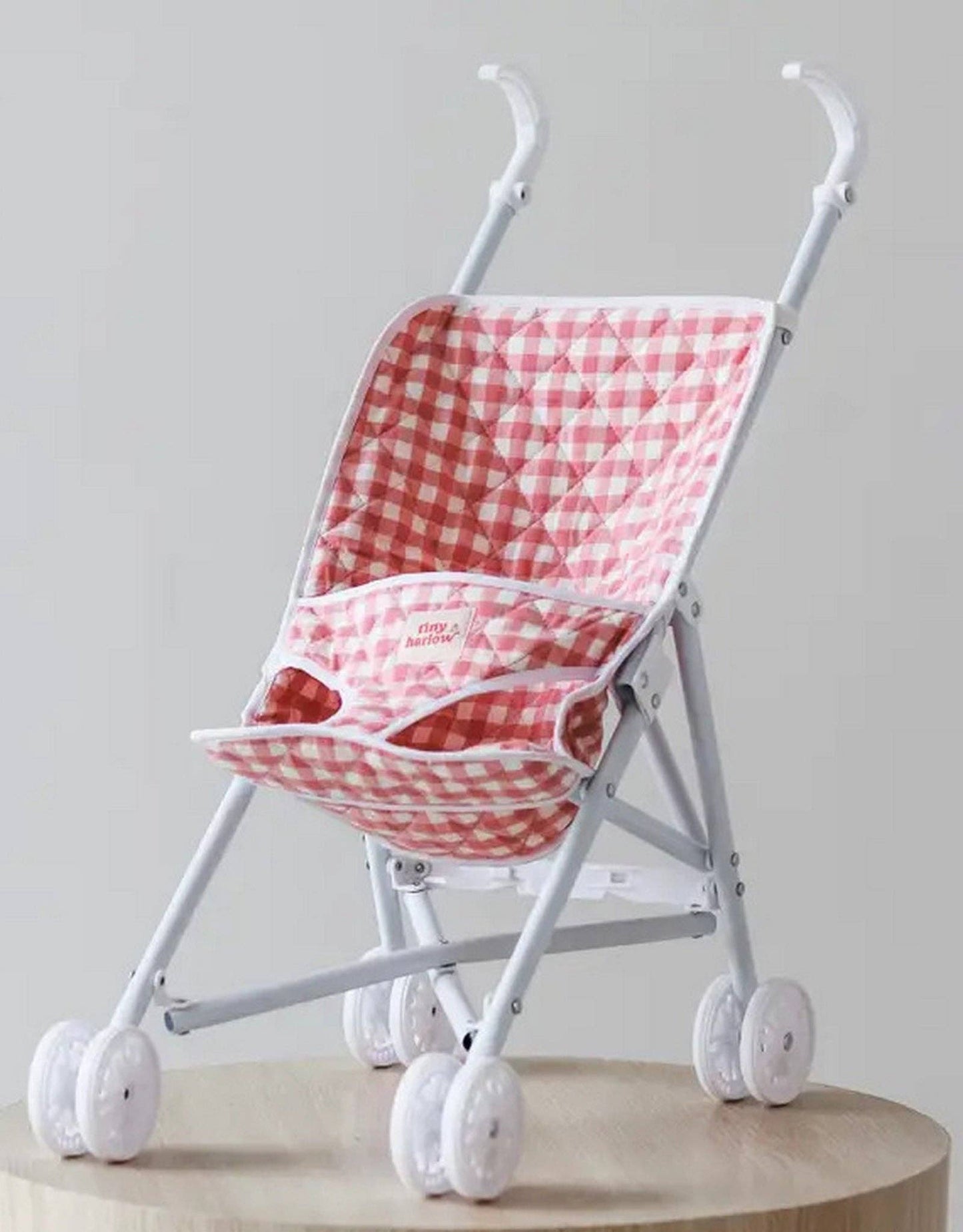 Stroller for doll - Pink Gingham - Tiny Harlow