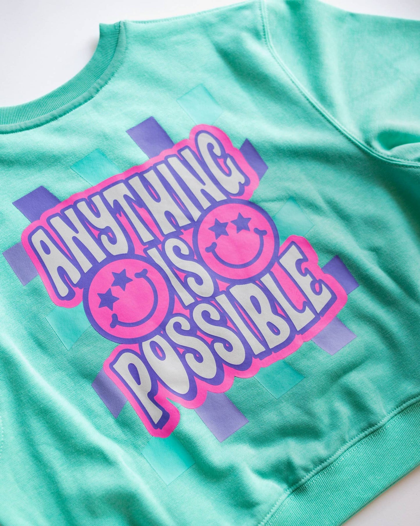 XOXO by Magpies Anything is Possible Smiley Sweatshirt | Aqua