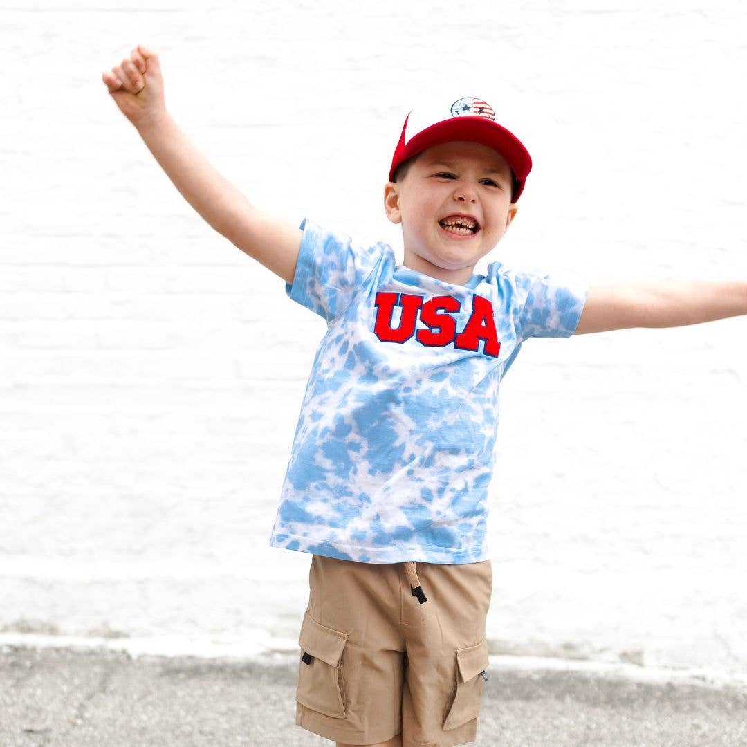 Patriotic Smiley Patch Trucker Hat