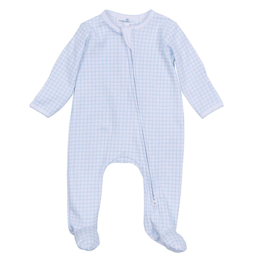 Peek-A-Boo Wishes Zip Footie - Light Blue
