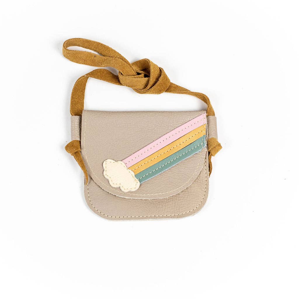 Rainbow on Beige Leather Purse