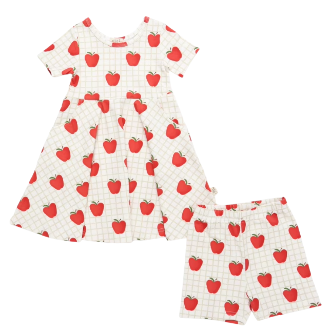 A+ Apples Short Sleeve Twirl Dress Set