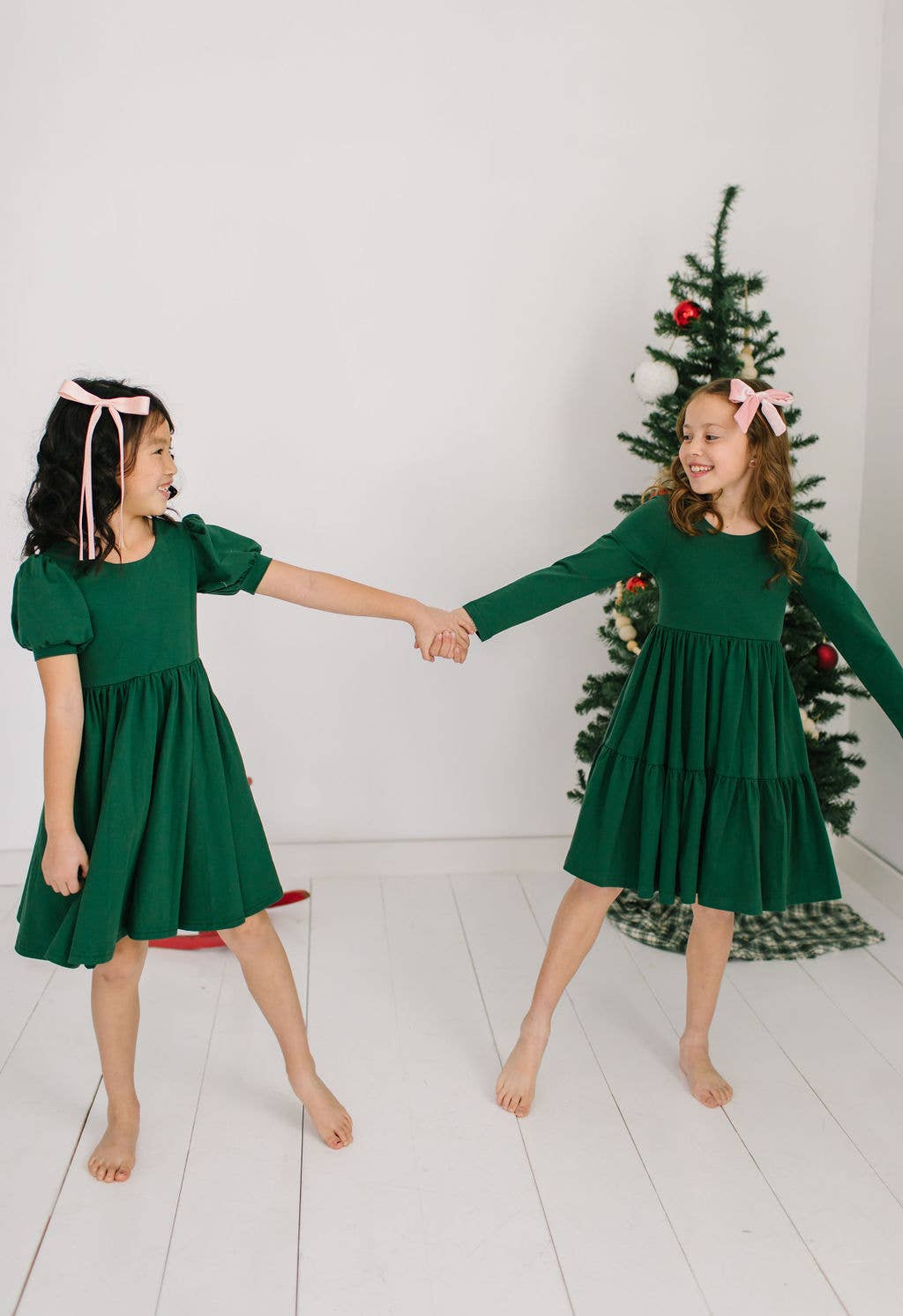 Puff Dress in Evergreen | Girls Twirl Dress