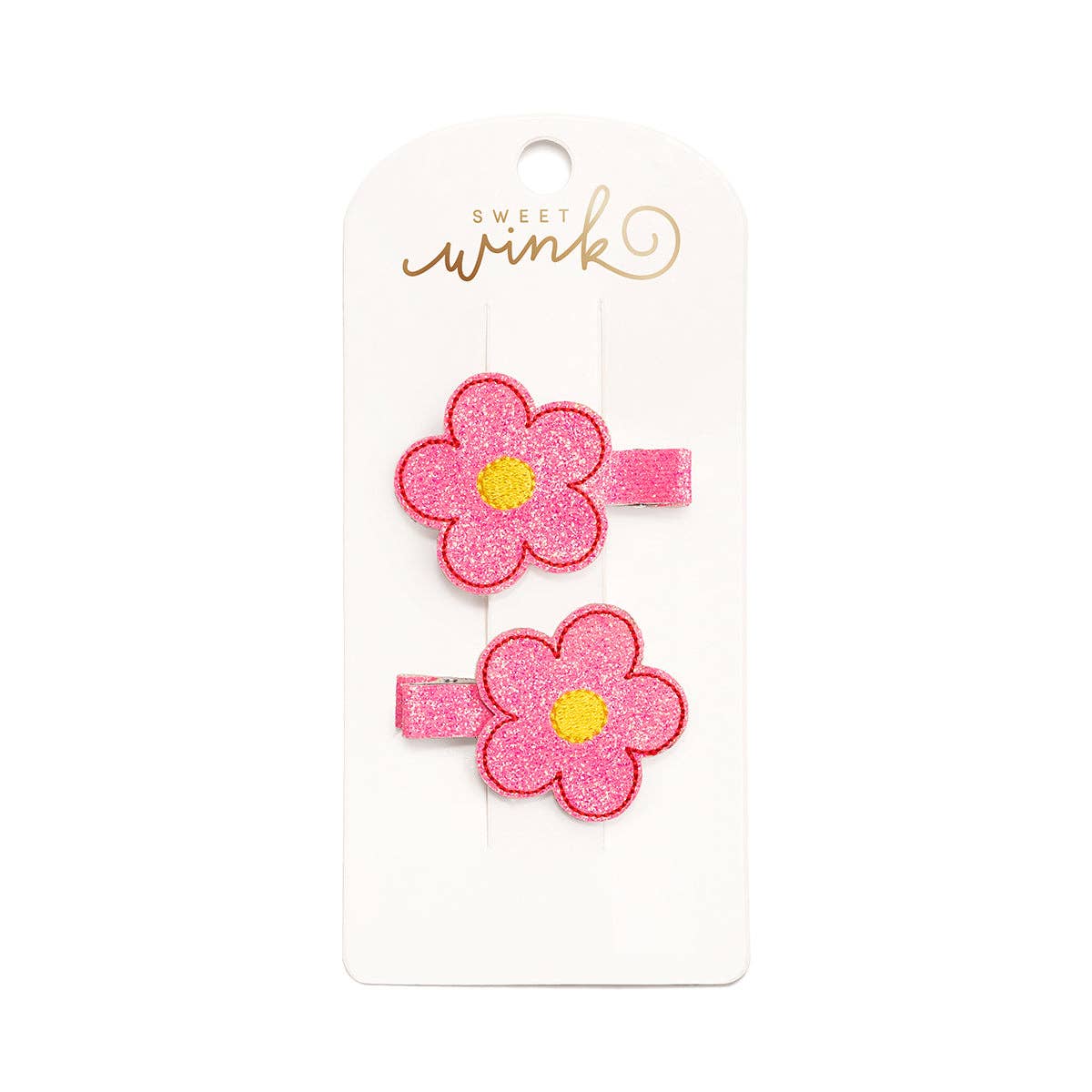 Pink Daisy Clip Set - Kids Hair Clips
